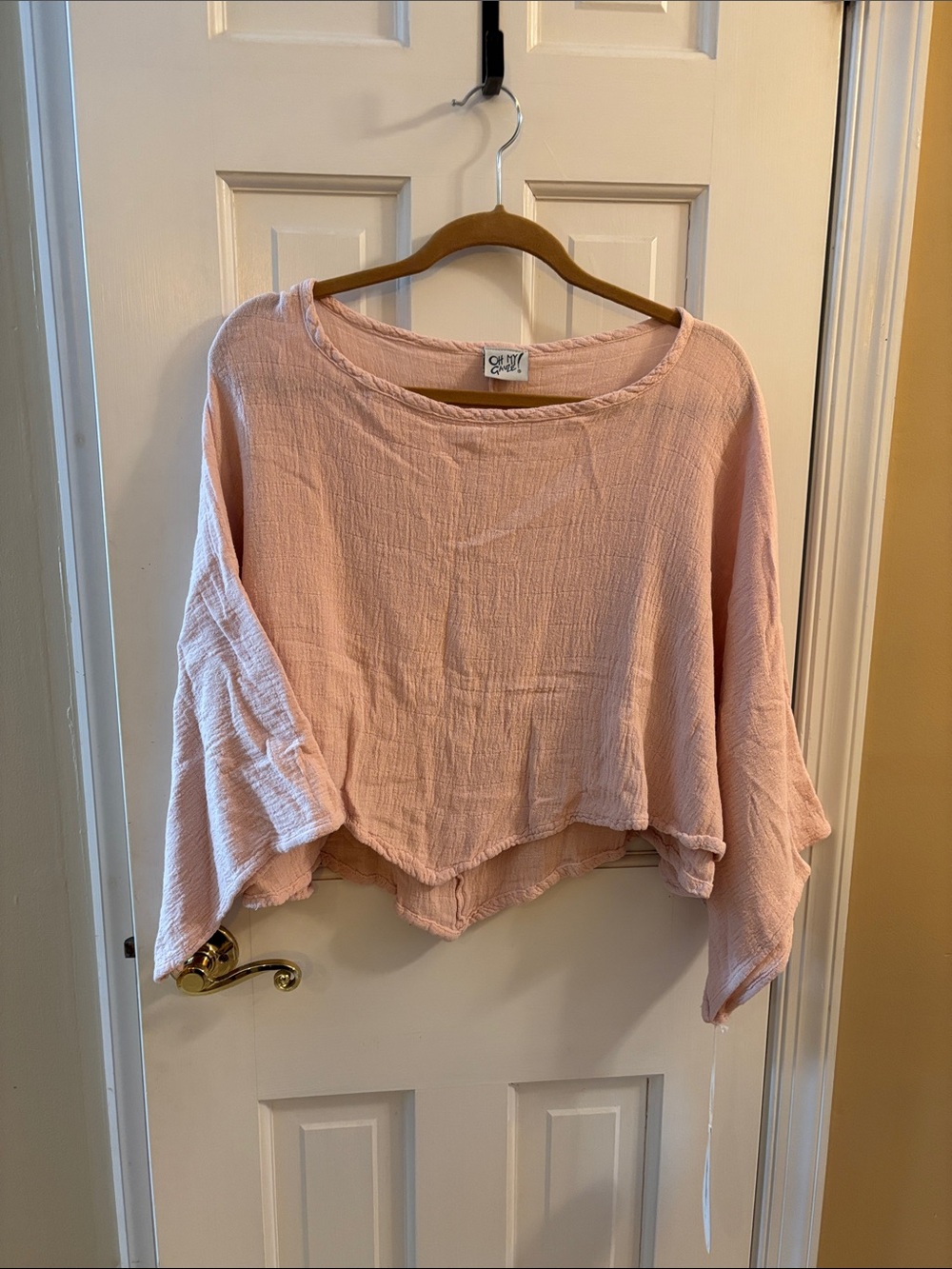 Oh My Gauze! Soft Blush Textured Boxy Tunic